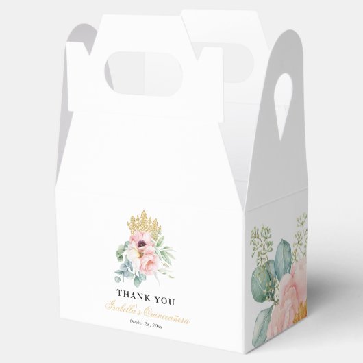 Roze & Goud Elegant Quinceañera Bedankdoosjes (Geopend)
