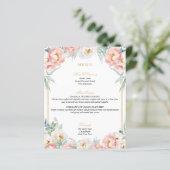 Roze & Goud Elegant Quinceañera Menu (Staand voorkant)