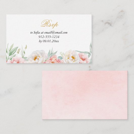 Roze & Goud Elegant Quinceañera RSVP Informatiekaartje (Voorkant / Achterkant)