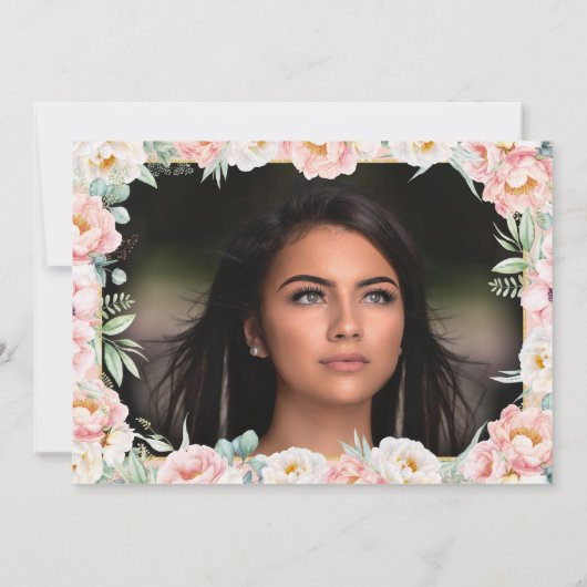 Roze & Goud Elegant Quinceañera Save The Date (Achterkant)