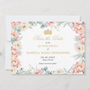 Roze & Goud Elegant Quinceañera Save The Date