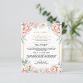 Roze & Goud Elegant Tweetalig Quinceañera Menu (Staand voorkant)