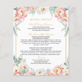 Roze & Goud Elegant Tweetalig Quinceañera Menu