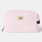 Roze Goud Elegant Vrouwelijk Monogram Toilettasje (Achterkant)