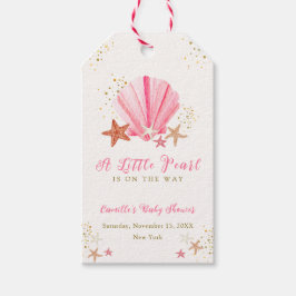 Roze Goud Elegant Zeesterren Zeeschelp Baby shower Cadeaulabel