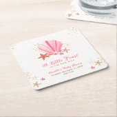 Roze Goud Elegant Zeesterren Zeeschelp Baby shower Kartonnen Onderzetters (Schuin)