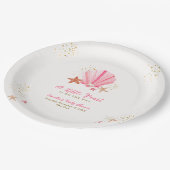 Roze Goud Elegant Zeesterren Zeeschelp Baby shower Papieren Bordje (Gekanteld)