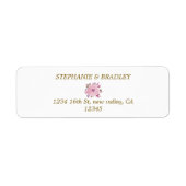 Roze Goud Elegante Bloemen Botanische Rustieke Bru Etiket (Voorkant)