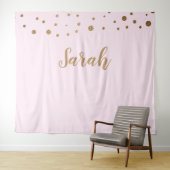 Roze Goud Elegante Eenvoudige Script Cake Tafelnaa Wandkleed (In Situ (horizontaal))