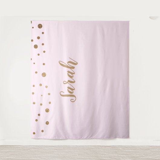 Roze Goud Elegante Eenvoudige Script Cake Tafelnaa Wandkleed (Voorkant)