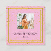 Roze goud elegante foto QR code Vierkante Visitekaartje (Voorkant)