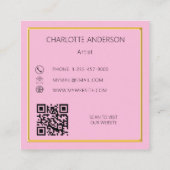Roze goud elegante foto QR code Vierkante Visitekaartje (Achterkant)