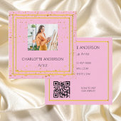 Roze goud elegante foto QR code Vierkante Visitekaartje