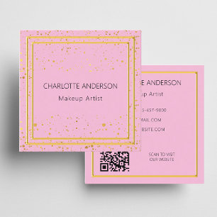 Roze goud elegante glamoureuze QR-code Vierkante Visitekaartje