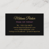 Roze Goud Elegante Glitter Make Up Artiest Zwart Visitekaartje (Achterkant)