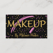 Roze Goud Elegante Glitter Make Up Artiest Zwart Visitekaartje (Voorkant)