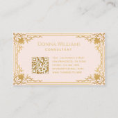 Roze Goud  Elegante Kalligrafie QR Code Visitekaartje (Achterkant)
