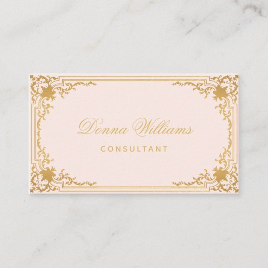 Roze Goud  Elegante Kalligrafie QR Code Visitekaartje (Voorkant)