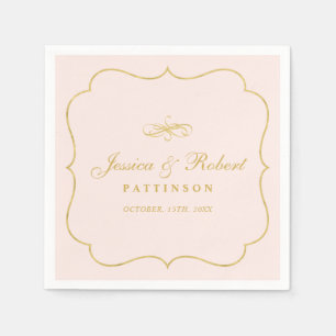 Roze & Goud   Elegante Klassieke Trouwserviet Servet