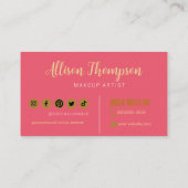Roze Goud Elegante Make-up Artiest Visitekaartjes (Achterkant)