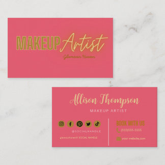 Roze Goud Elegante Make-up Artiest Visitekaartjes