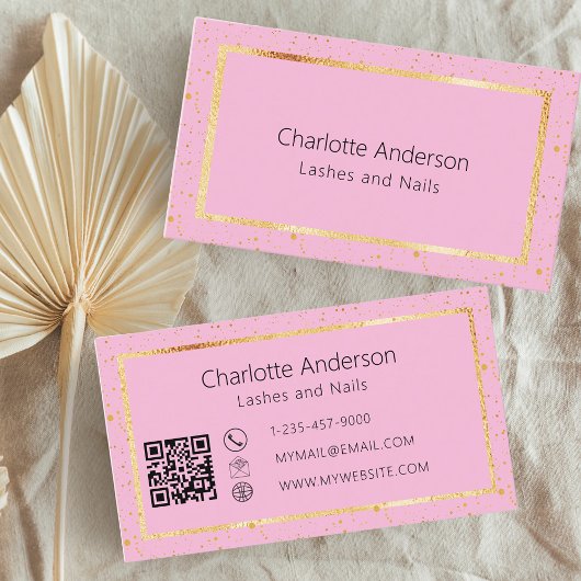 Roze goud elegante moderne QR-code Visitekaartje