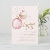 Roze Goud Elegante Ornamenten Kerstfeest Kaart (Staand voorkant)