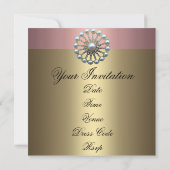 Roze & Goud Elegante Parel Verjaardag Uitnodiging (Achterkant)