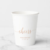 Roze Goud Elegante Script Proost Aangepast Feest Papieren Bekers (Achterkant)