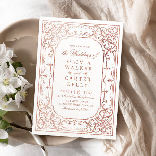 Roze goud elegante sierlijke romantische vintage b kaart