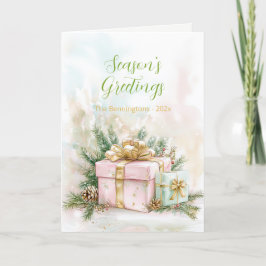 Roze Goud Elegante Vintage Kerstvakantie Kaart