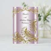 Roze goud Elke leeftijd Elegant Birthday Party Flo Kaart (Staand voorkant)