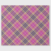 Roze, goud en blauw Tartan geroteerd Cadeaupapier (Vlak)
