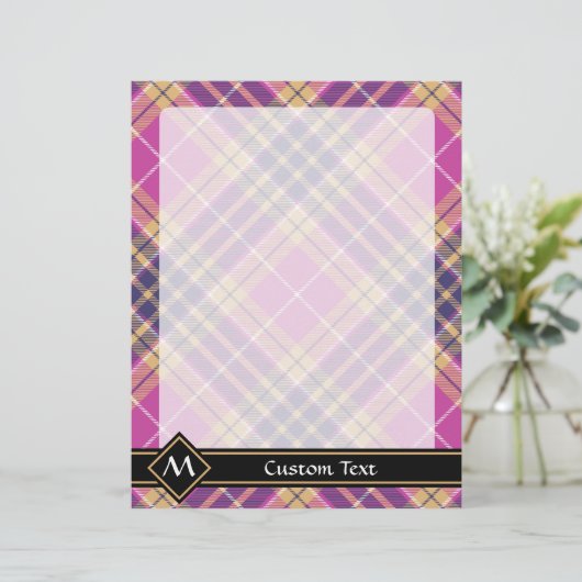 Roze, goud en blauwe tartan (Staand voorkant)