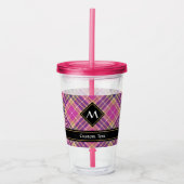 Roze, goud en blauwe tartan acryl drinkbeker (Voorkant)