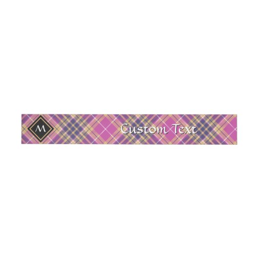 Roze, goud en blauwe tartan adreslabel wikkel (Individueel)