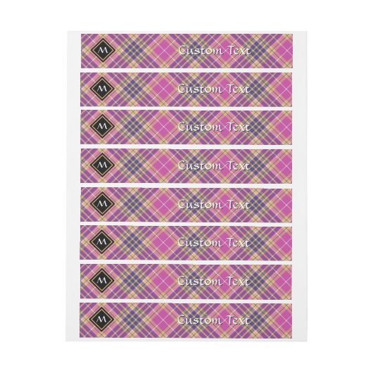 Roze, goud en blauwe tartan adreslabel wikkel (Vel)