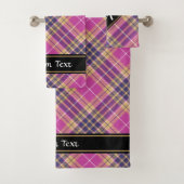 Roze, goud en blauwe tartan bad handdoek (Insitu)