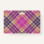 Roze, goud en blauwe tartan badge (Achterkant)