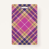 Roze, goud en blauwe tartan badge (Achterkant)
