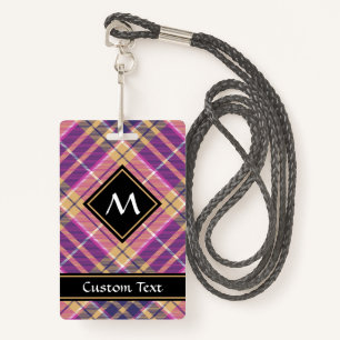 Roze, goud en blauwe tartan badge