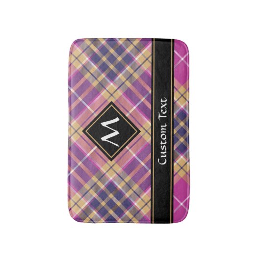 Roze, goud en blauwe tartan badmat (Voorkant Verticaal)