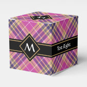 Roze, goud en blauwe tartan bedankdoosjes (Voorkant Zijde)