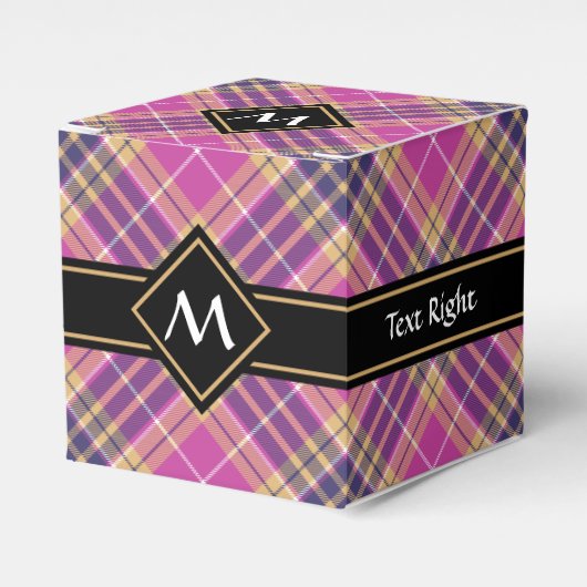 Roze, goud en blauwe tartan bedankdoosjes (Voorkant Zijde)