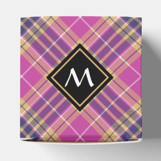 Roze, goud en blauwe tartan bedankdoosjes (Bovenkant)