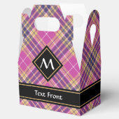 Roze, goud en blauwe tartan bedankdoosjes (Geopend)