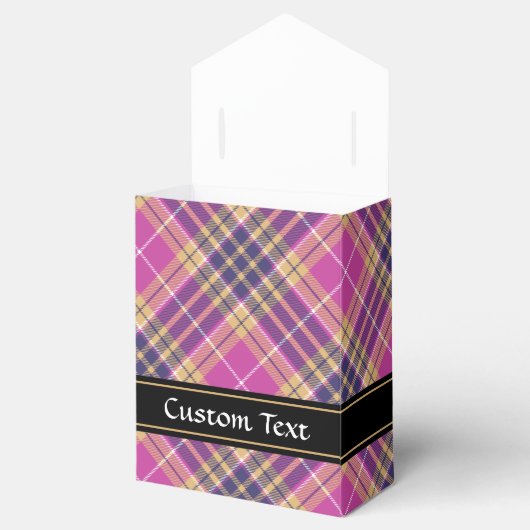 Roze, goud en blauwe tartan bedankdoosjes (Geopend)