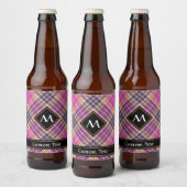 Roze, goud en blauwe tartan bier etiket (Flessen)