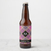 Roze, goud en blauwe tartan bier etiket (Voorkant)