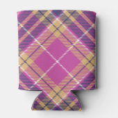 Roze, goud en blauwe tartan blikjeskoeler (Achterkant)
